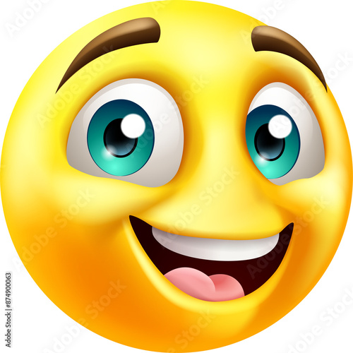 Happy Smiling Emoji Emoticon Face Cartoon Icon