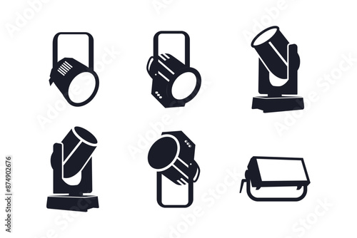 modern stage lighting icon set