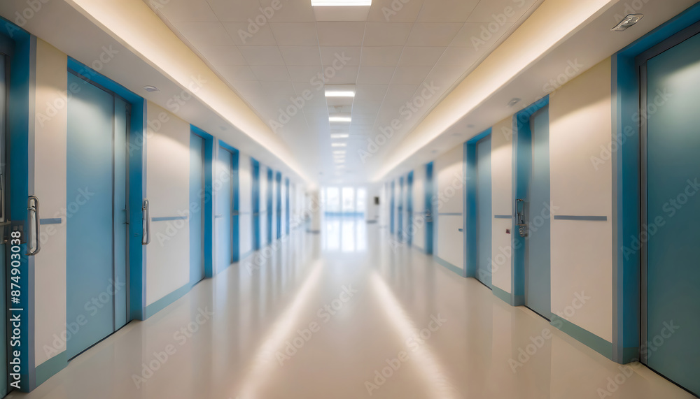 blur image background of corridor in hospital or clinic image. Generative AI. blur image background of corridor in hospital or clinic image. Generative AI.