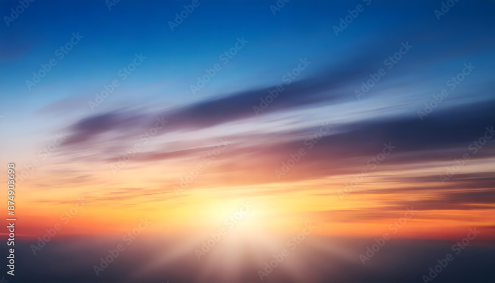 Fototapeta premium Blurred sunset sky background. Generative AI.