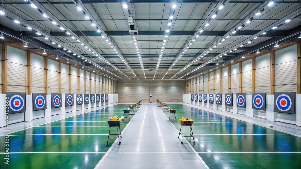 Modern indoor archery range with precision targets and equipment ...