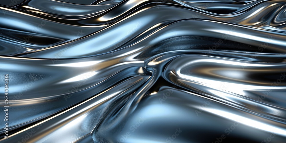 Close-up of metallic silver liquid with smooth, flowing waves, showcasing a sleek and futuristic texture. Close-up of metallic silver liquid with smooth, flowing waves, showcasing a sleek and futuristic texture.