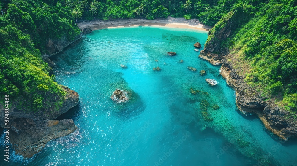Hidden Tropical Cove with Clear Waters Hidden Tropical Cove with Clear Waters