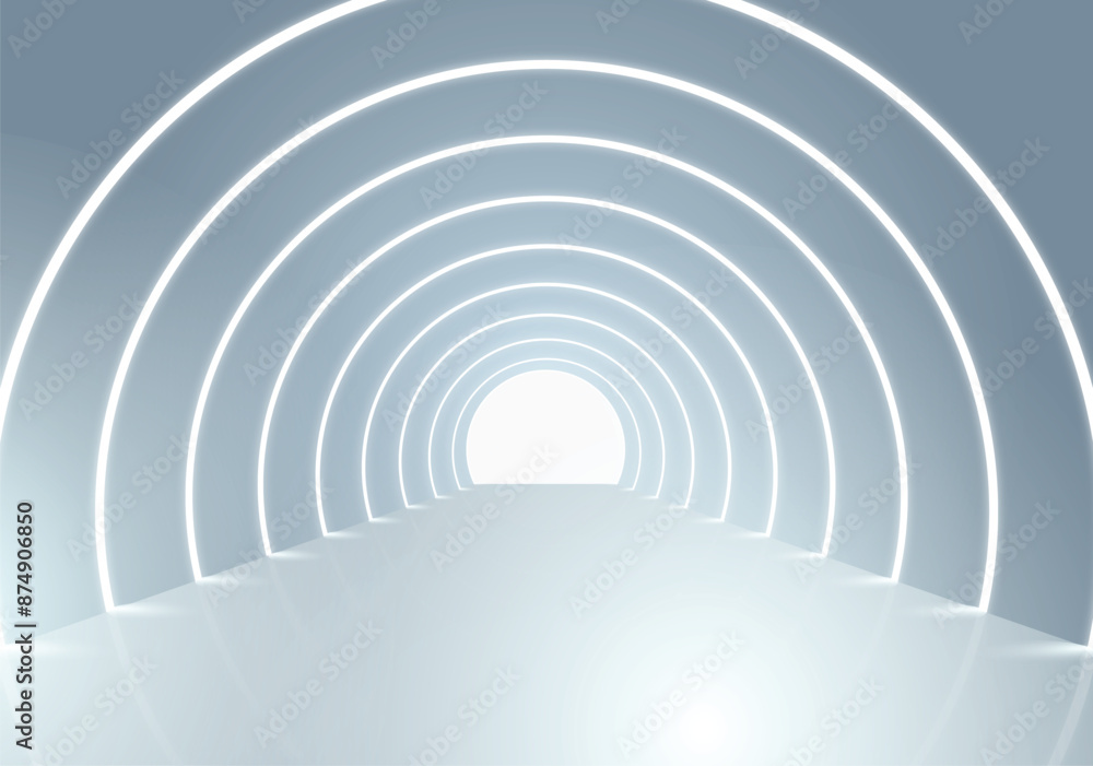 3d rendering exhibition of tunnel with circular line lights 3d rendering exhibition of tunnel with circular line lights