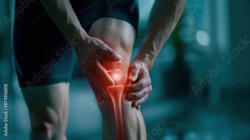 a man with a knee pain in his leg