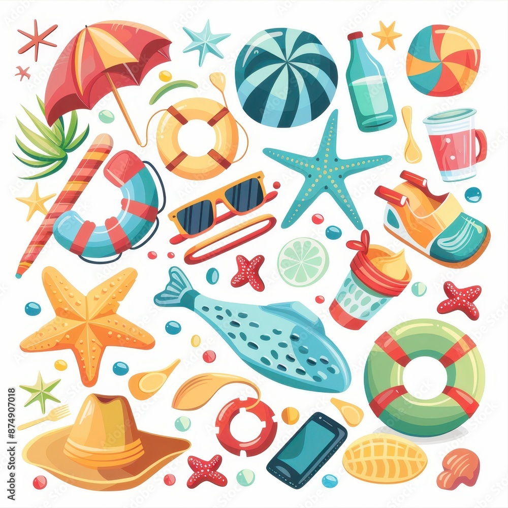 summer vacation vector set summer vacation vector set