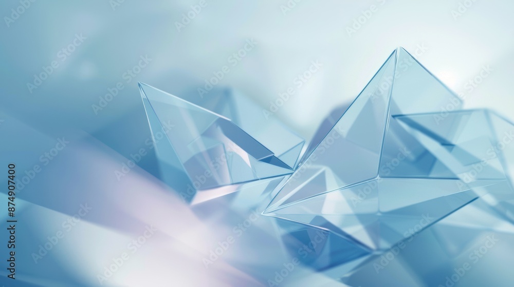 Abstract geometric shapes made of glass, reflecting light and creating a modern, sophisticated design. Abstract geometric shapes made of glass, reflecting light and creating a modern, sophisticated design.