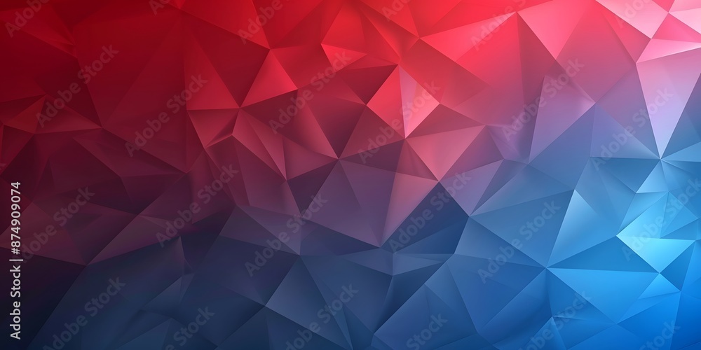 Polygon background with a gradient of red and blue, merging warmth and coolness in a dynamic design. Polygon background with a gradient of red and blue, merging warmth and coolness in a dynamic design.