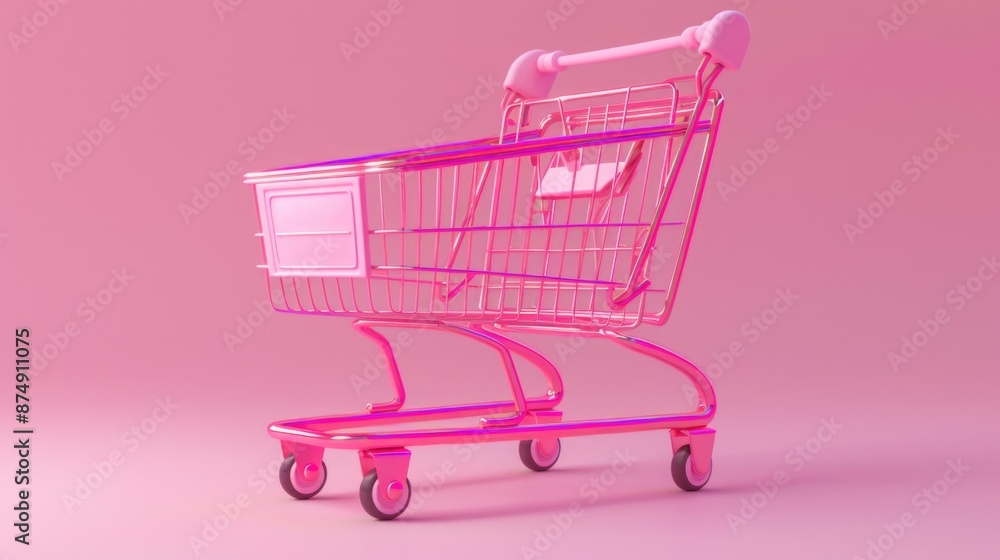 Shopping cart with a white box Shopping cart with a white box