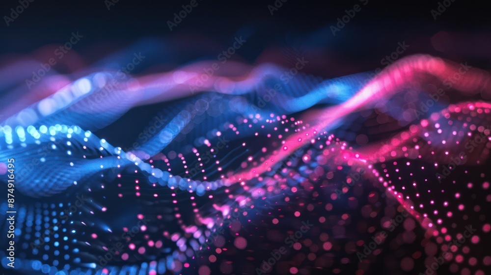 Abstract Digital Landscape with Neon Lights Abstract Digital Landscape with Neon Lights