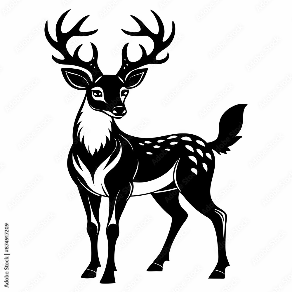 Fototapeta premium Deer vector silhouette on white background 
