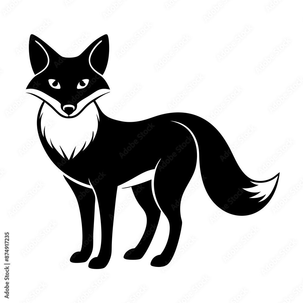 Fox vector silhouette on white background Fox vector silhouette on white background