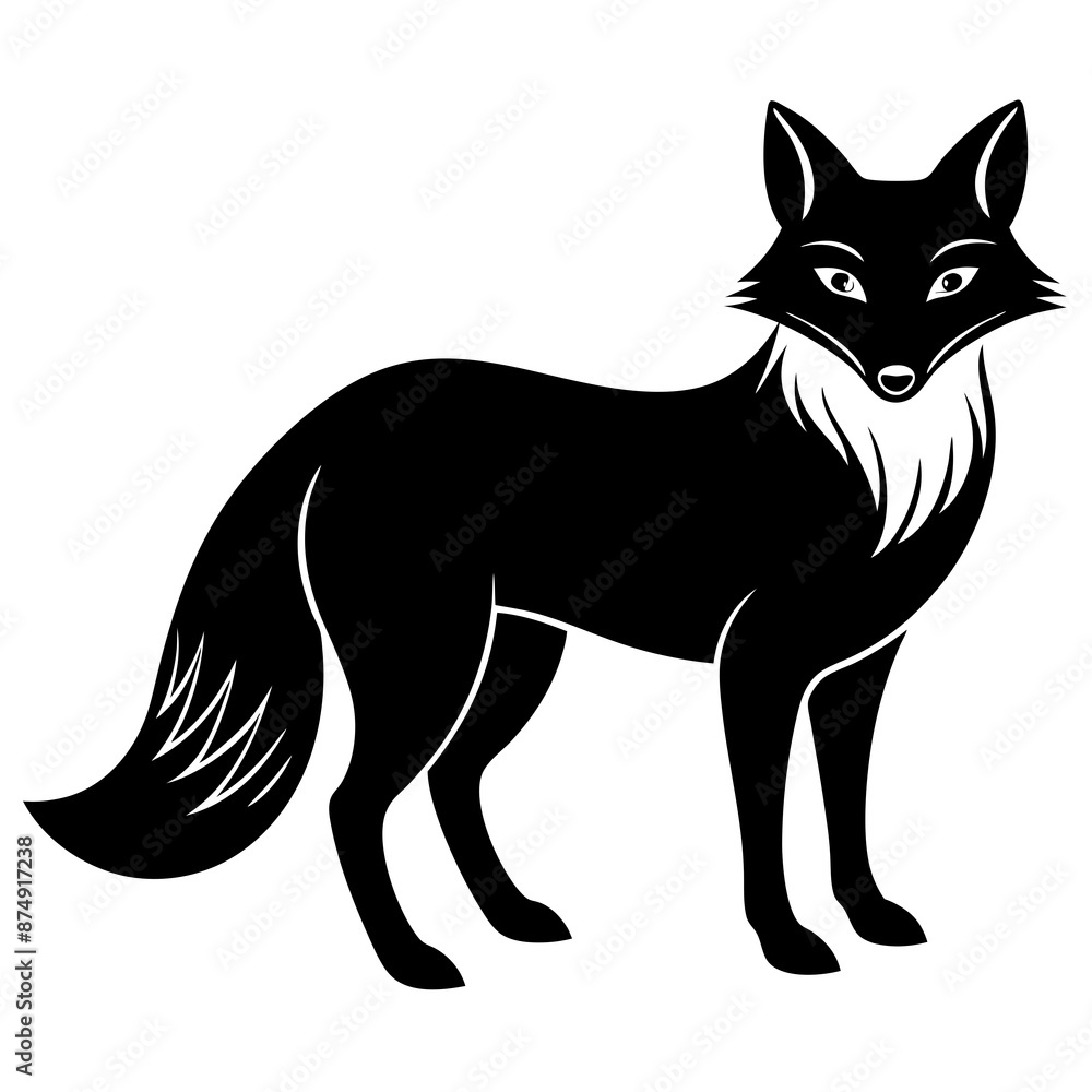Obraz premium Fox vector silhouette on white background 