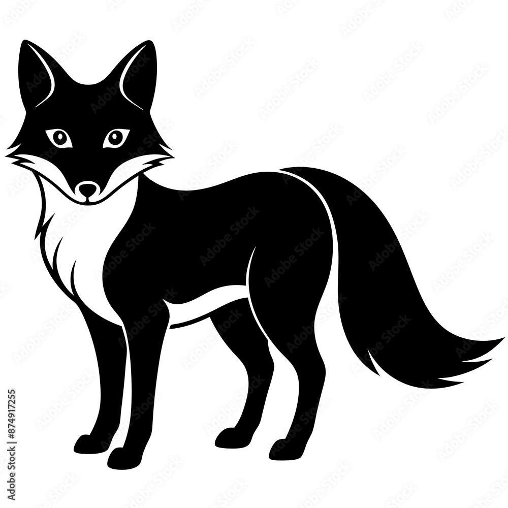 Fox vector silhouette on white background Fox vector silhouette on white background