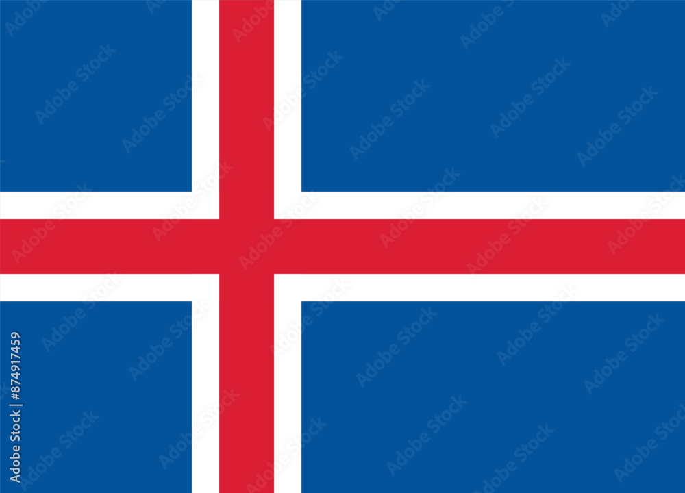 The official national flag of Iceland. Nordic cross. Nordic country. Correct proportions and colors. Vector illustration The official national flag of Iceland. Nordic cross. Nordic country. Correct proportions and colors. Vector illustration