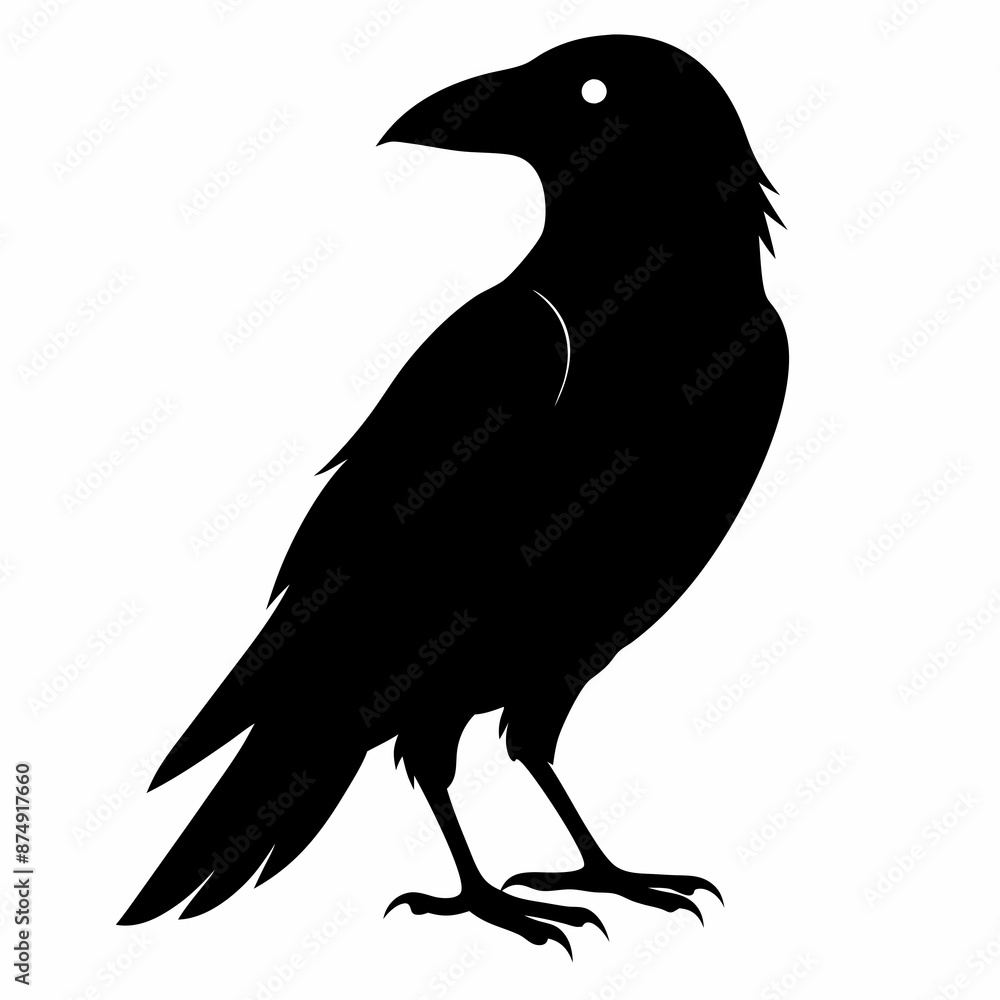 Obraz premium black crow silhouette on white background