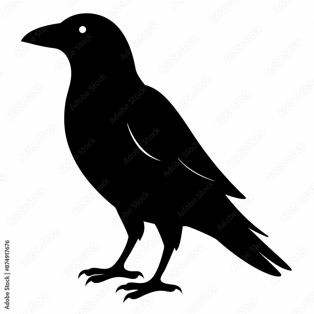 Fototapeta premium black crow silhouette on white background
