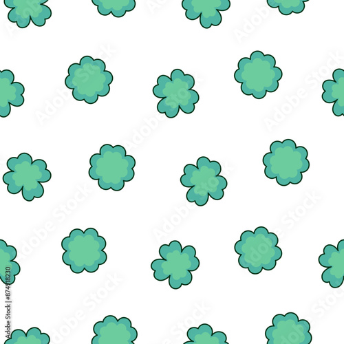 Lucky clover. Seamless pattern. Traditional Irish symbol for St. Patrick s day. Hand drawn style. Vector drawing. Design ornaments.