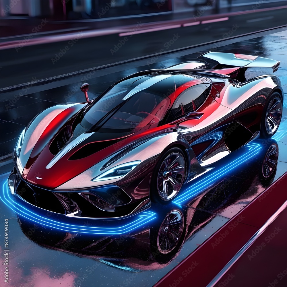 Dream sports car rendered in vibrant digital art Dream sports car rendered in vibrant digital art