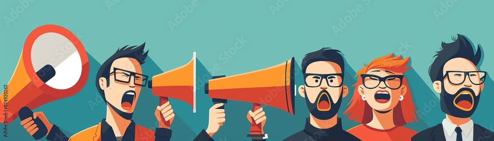 Fototapeta premium Recruitment marketing, social media campaign, flat design illustration