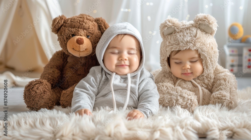 The Babies with Teddy Bear The Babies with Teddy Bear