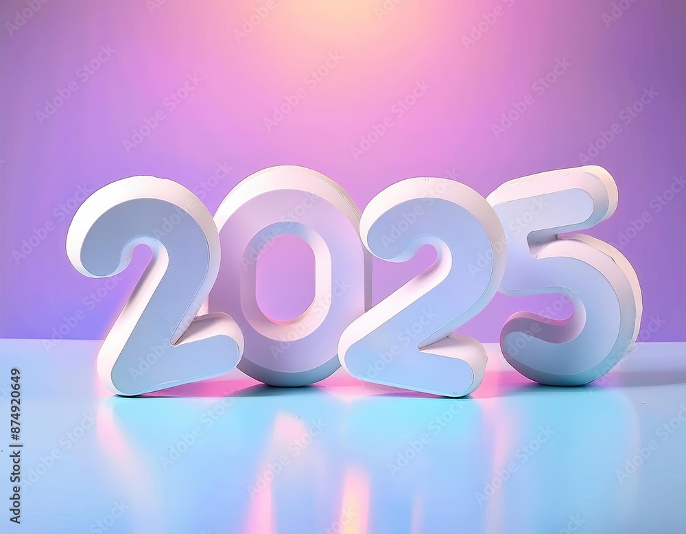 3d Happy new year 2025 on plastic shape 3d Happy new year 2025 on plastic shape