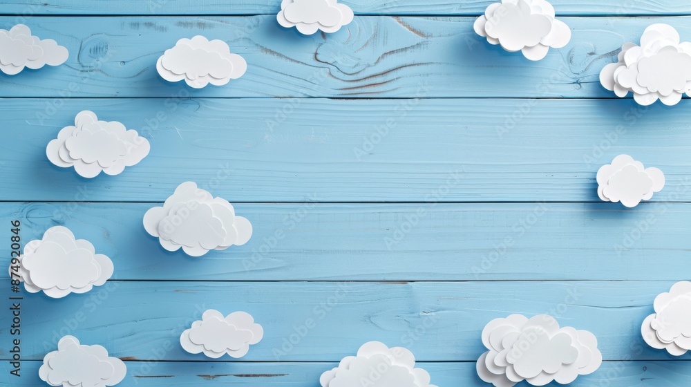 The paper clouds on blue The paper clouds on blue