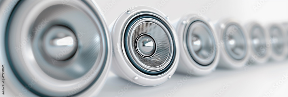 High-End Subwoofer with Blue LED Lights and Chrome Detailing High-End Subwoofer with Blue LED Lights and Chrome Detailing
