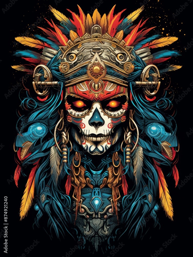 Day of the Dead Skull with Feathers Day of the Dead Skull with Feathers