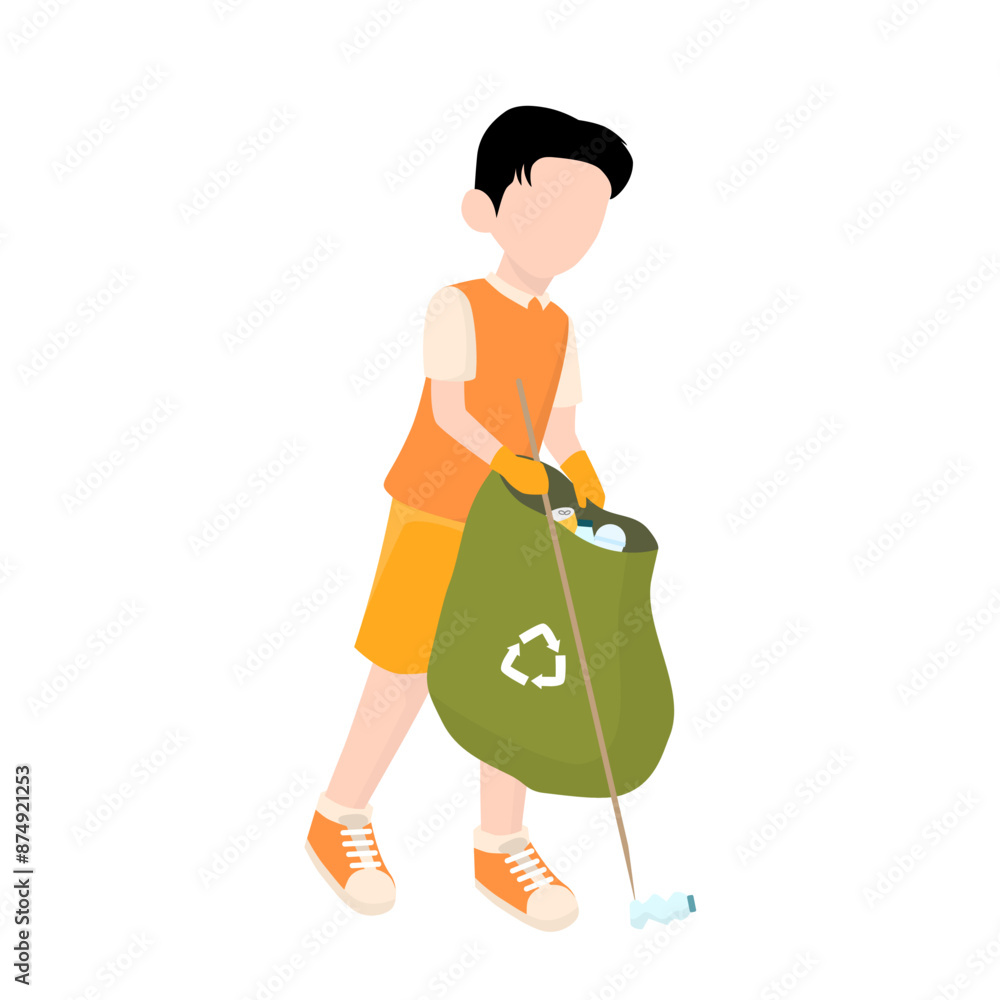 Fototapeta premium A Man Picking Trash 