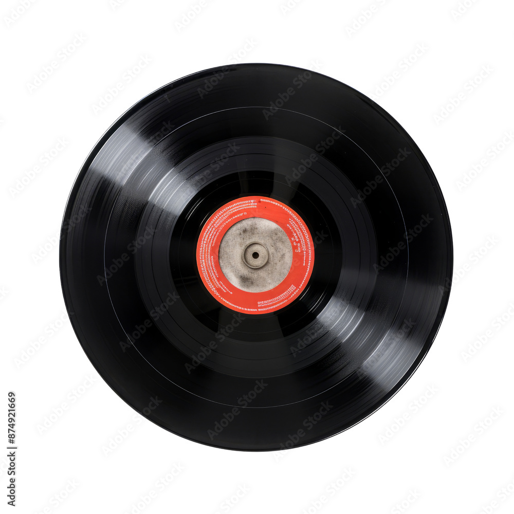 Fototapeta premium Old vinyl disc isolate on transparent png. 