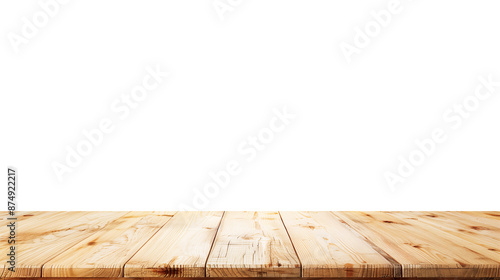 Light wooden table top on white background, Products presentation concept photo