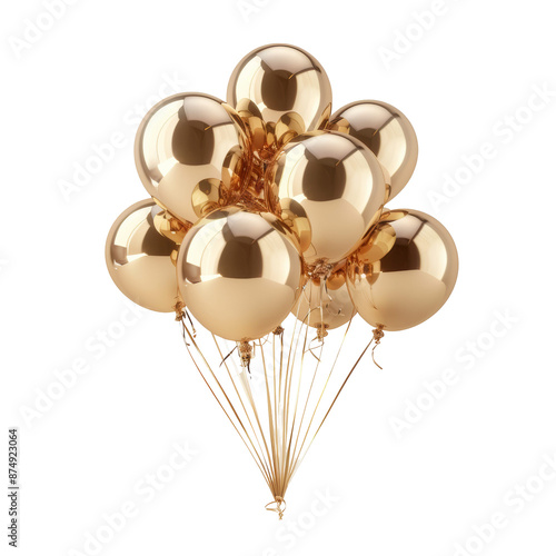 80m Followers Thank You Gold Balloons White Isolated on Transparent or White Background, PNG photo