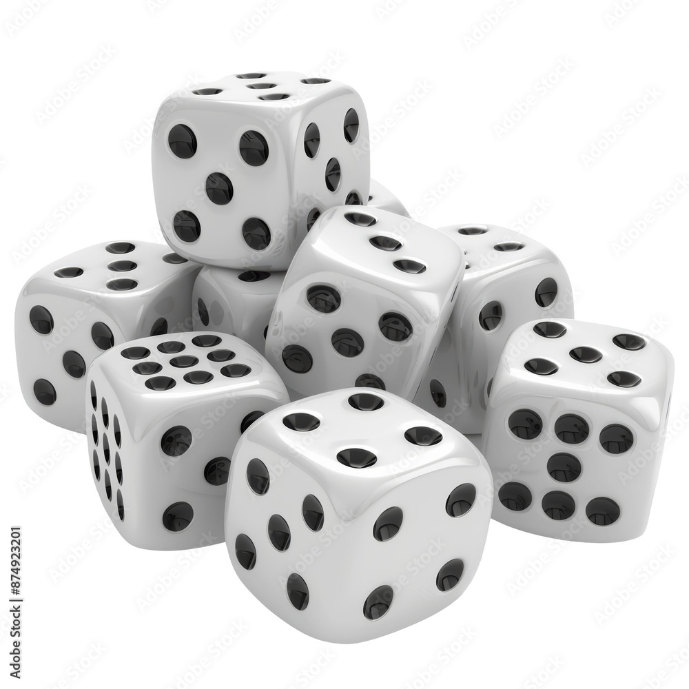 White Dice Collection Isolated on Transparent or White Background, PNG White Dice Collection Isolated on Transparent or White Background, PNG