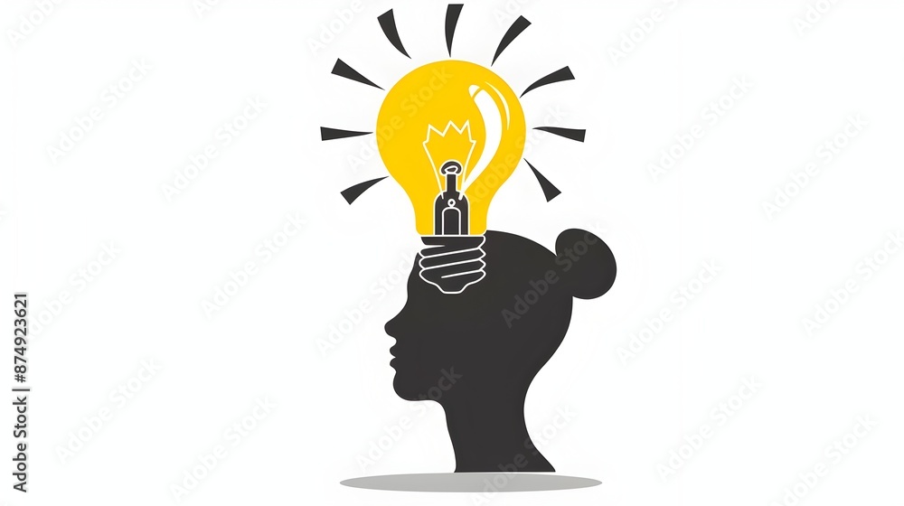 Icon of a Lightbulb Above a Person's Head Representing a Thoughtful Moment of Decision-Making Icon of a Lightbulb Above a Person's Head Representing a Thoughtful Moment of Decision-Making