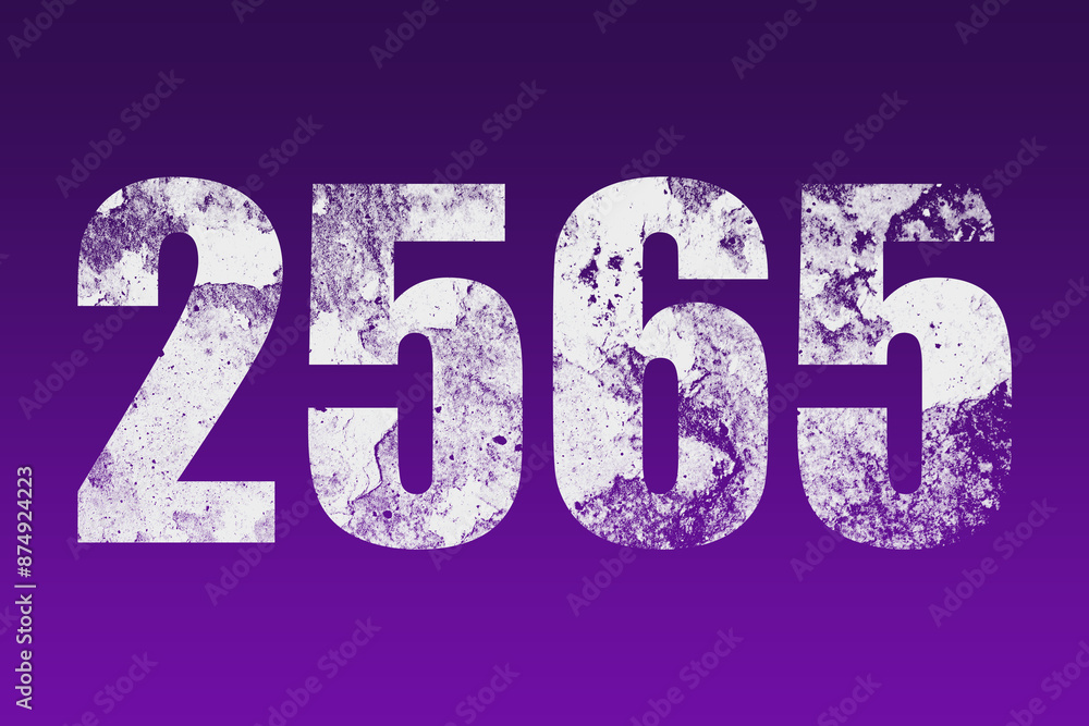 flat white grunge number of 2565 on purple background. flat white grunge number of 2565 on purple background.