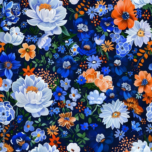 Wallpaper Mural Retro Flower and Leaf Seamless Pattern for Wallpaper Torontodigital.ca