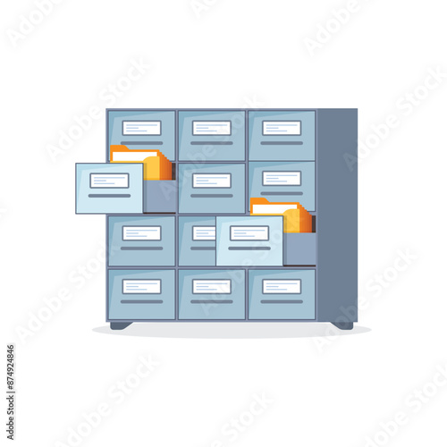 Office cabinet icon in flat style. Furniture storage vector illustration on isolated background. Drawer sign business concept.(Несколько значений)