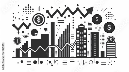 投資とチャートのベクターイラスト