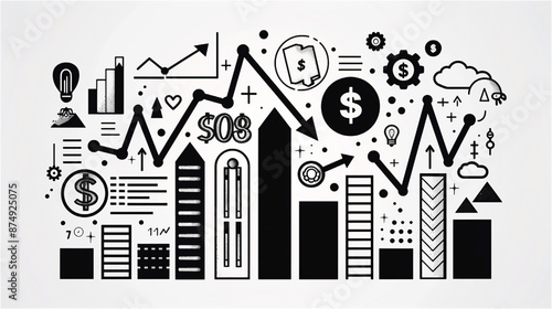 投資とチャートのベクターイラスト