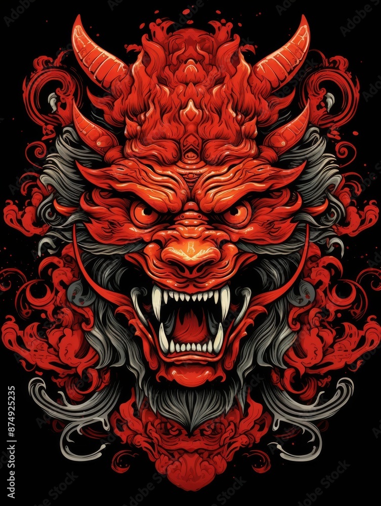 Fototapeta premium Fierce Red Dragon Illustration