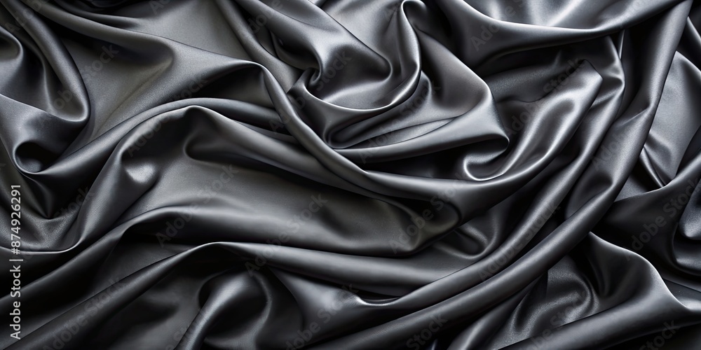 Obraz premium Luxurious black satin background with soft sheen , elegant, smooth, fabric, texture, dark, rich, luxurious, backdrop, sheen