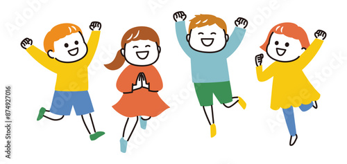 colorful illustration of excited kids