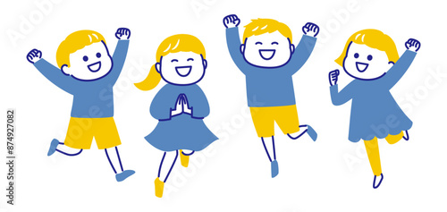 colorful illustration of excited kids
