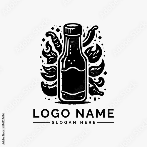 bottle sauce modern logo design vector