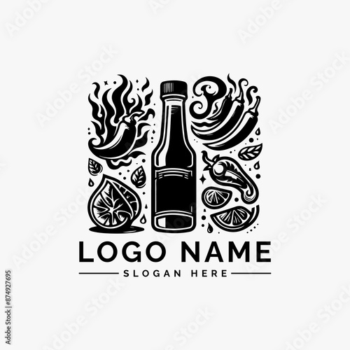 bottle sauce modern logo design vector