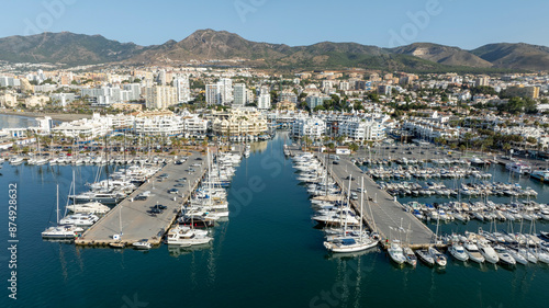 Puerto Marina en el municipio de Benalmádena a vista de dron, España photo