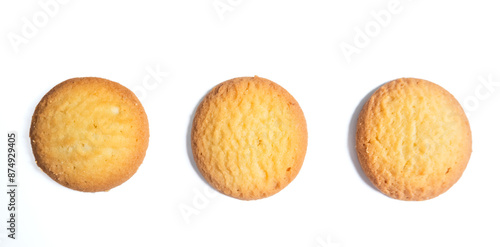 Danish butter cookies, butter cookies on isolated white background