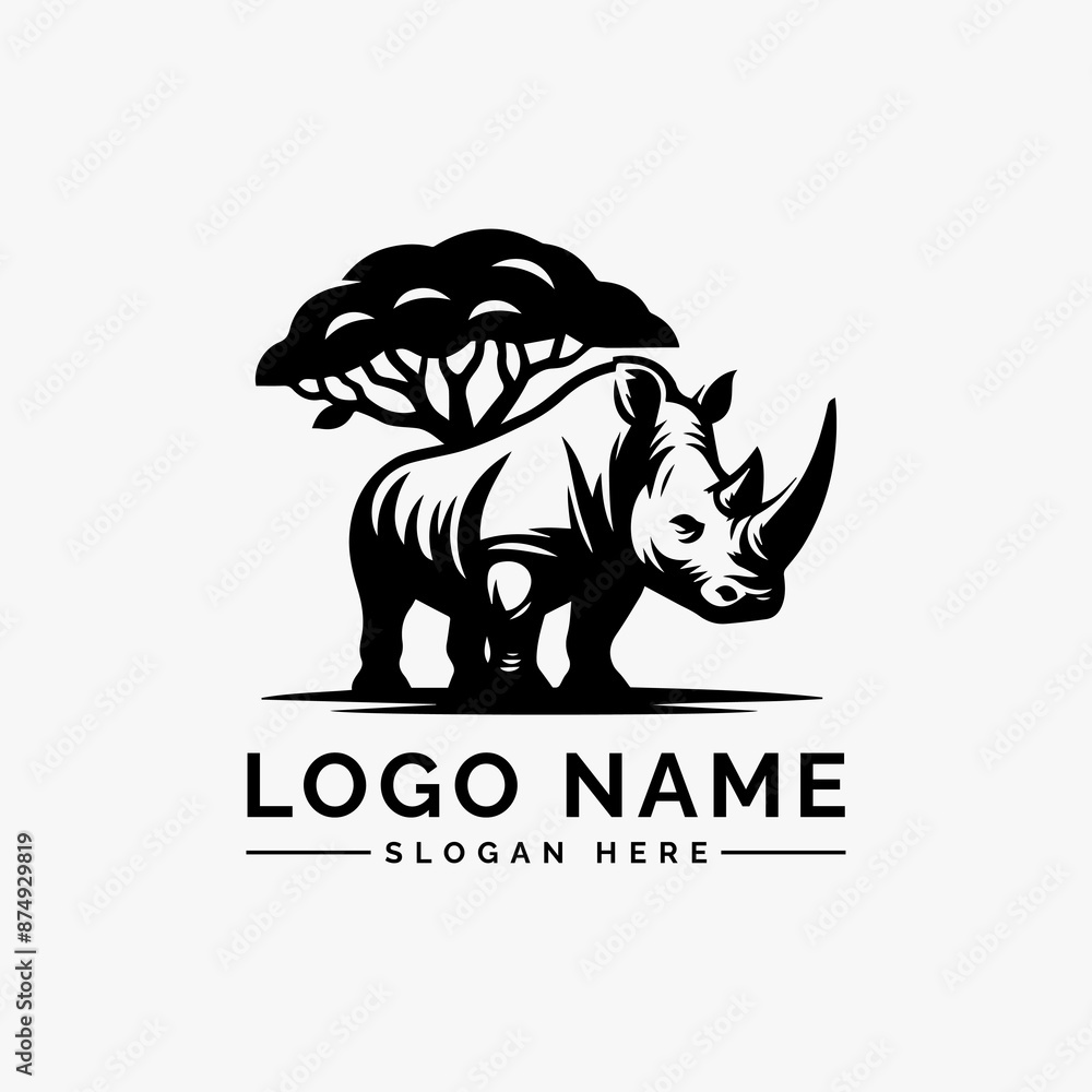 Obraz premium rhino vector illustration logo design