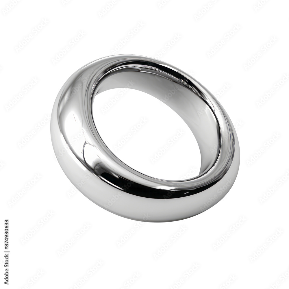 Wedding silver ring isolate on transparent png.